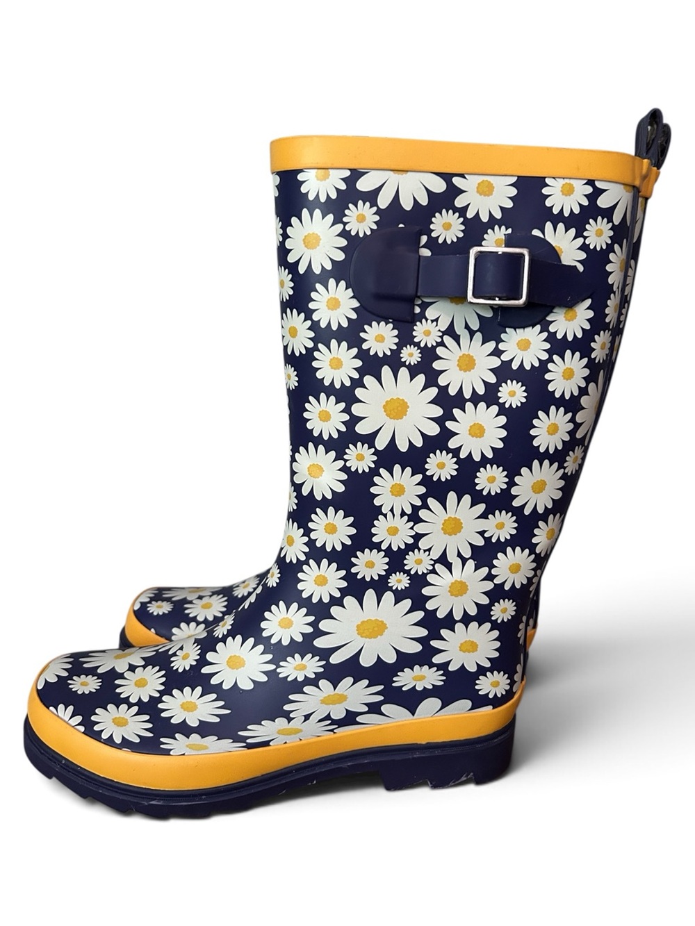 Middleton Blue White Yellow Daisy Floral Rain Rubber Boots Size 9